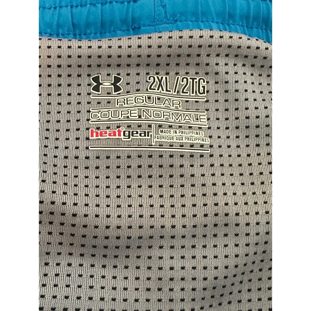 Under Armour Mens HeatGear Athletic Shorts Blue Yellow 2XL Running Training Gym‎